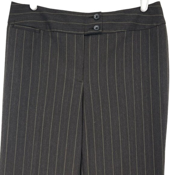 Chico's Women's Striped Dark Grey Pants Size 0.5S US 6 Mid Rise Wide Leg Stretch - Picture 2 of 10